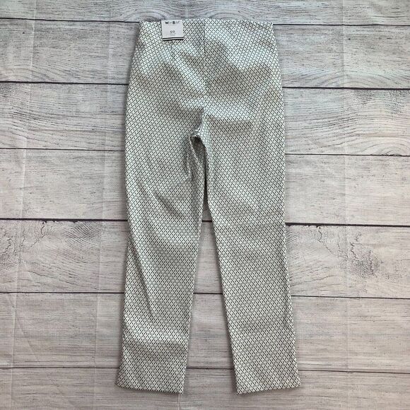 WHBM Crop Pants sz 00 White Black Pattern Pull On New NWT - Picture 6 of 11